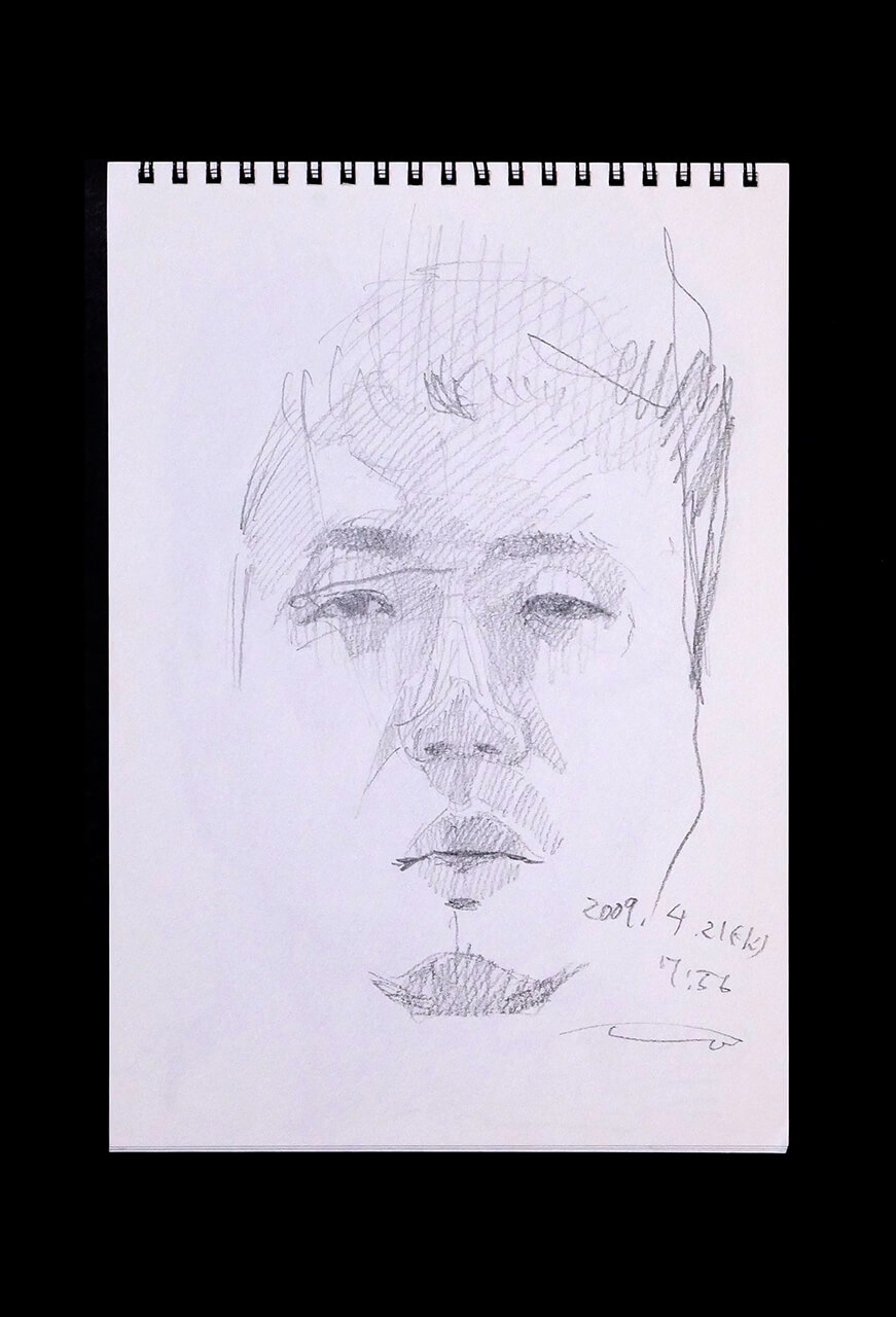 Contemporary artist SHINTAKU Tomoni's 2009/4/21 Self-portrait or pencil drawing