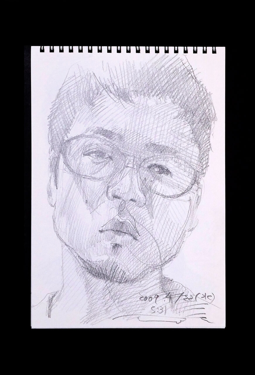 Contemporary artist SHINTAKU Tomoni's 2009/4/22 Self-portrait or pencil drawing