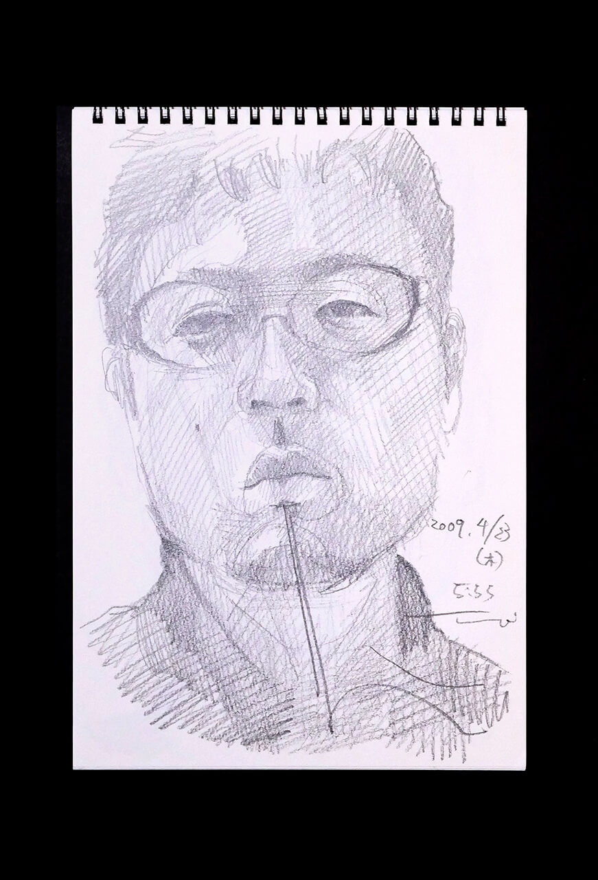 Contemporary artist SHINTAKU Tomoni's 2009/4/23 Self-portrait or pencil drawing