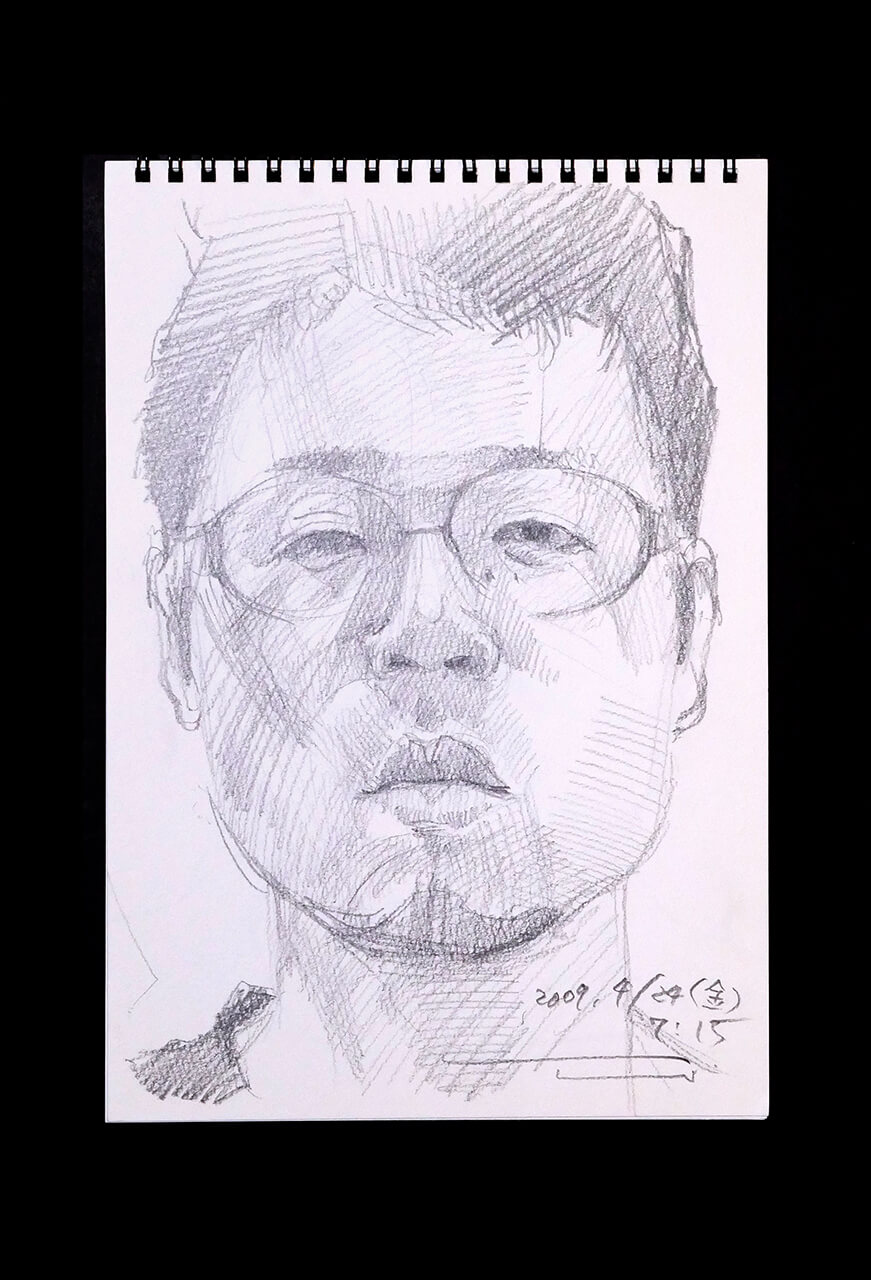 Contemporary artist SHINTAKU Tomoni's 2009/4/24 Self-portrait or pencil drawing
