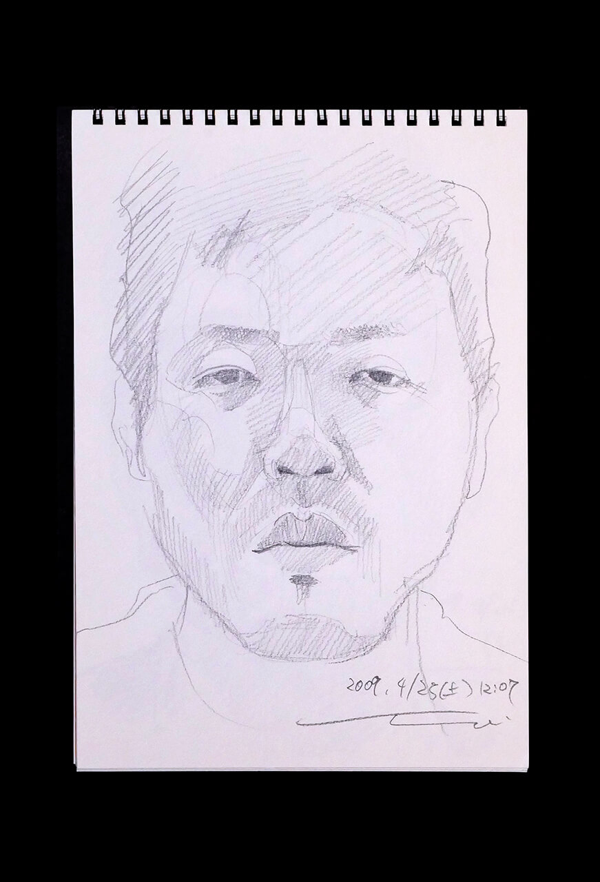 Contemporary artist SHINTAKU Tomoni's 2009/4/25 Self-portrait or pencil drawing