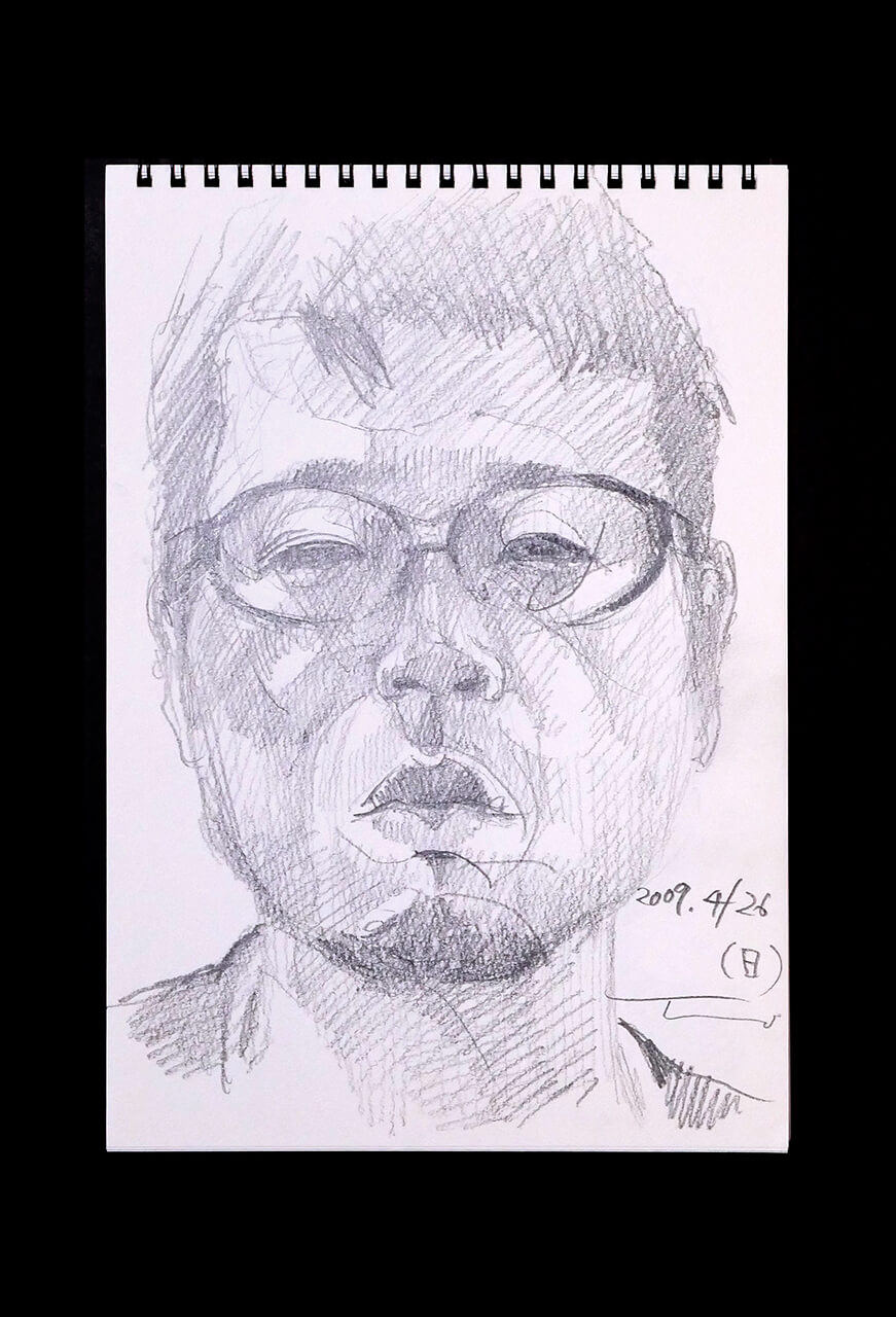 Contemporary artist SHINTAKU Tomoni's 2009/4/26 Self-portrait or pencil drawing
