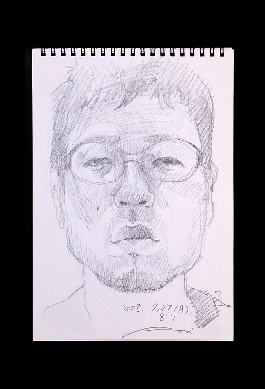 Contemporary artist SHINTAKU Tomoni's 2009/4/27 Self-portrait or pencil drawing