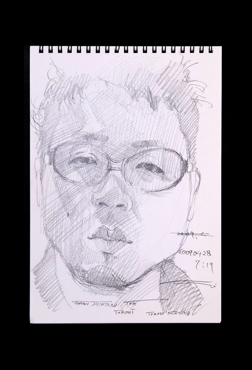 Contemporary artist SHINTAKU Tomoni's 2009/4/28 Self-portrait or pencil drawing