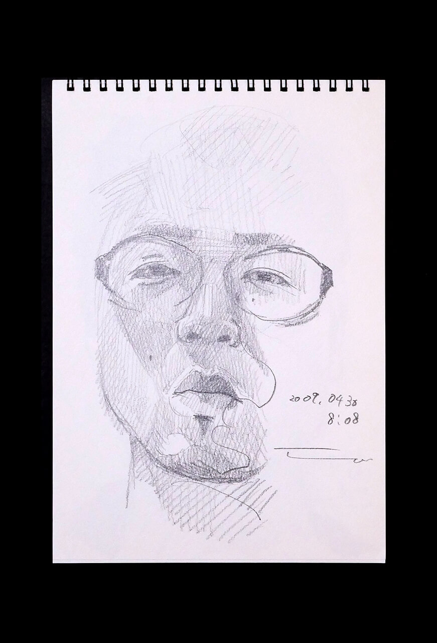 Contemporary artist SHINTAKU Tomoni's 2009/4/30 Self-portrait or pencil drawing