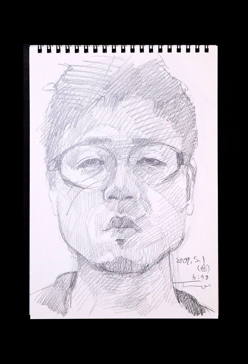 Contemporary artist SHINTAKU Tomoni's 2009/5/1 Self-portrait or pencil drawing