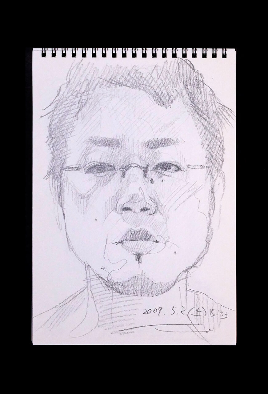Contemporary artist SHINTAKU Tomoni's 2009/5/2 Self-portrait or pencil drawing