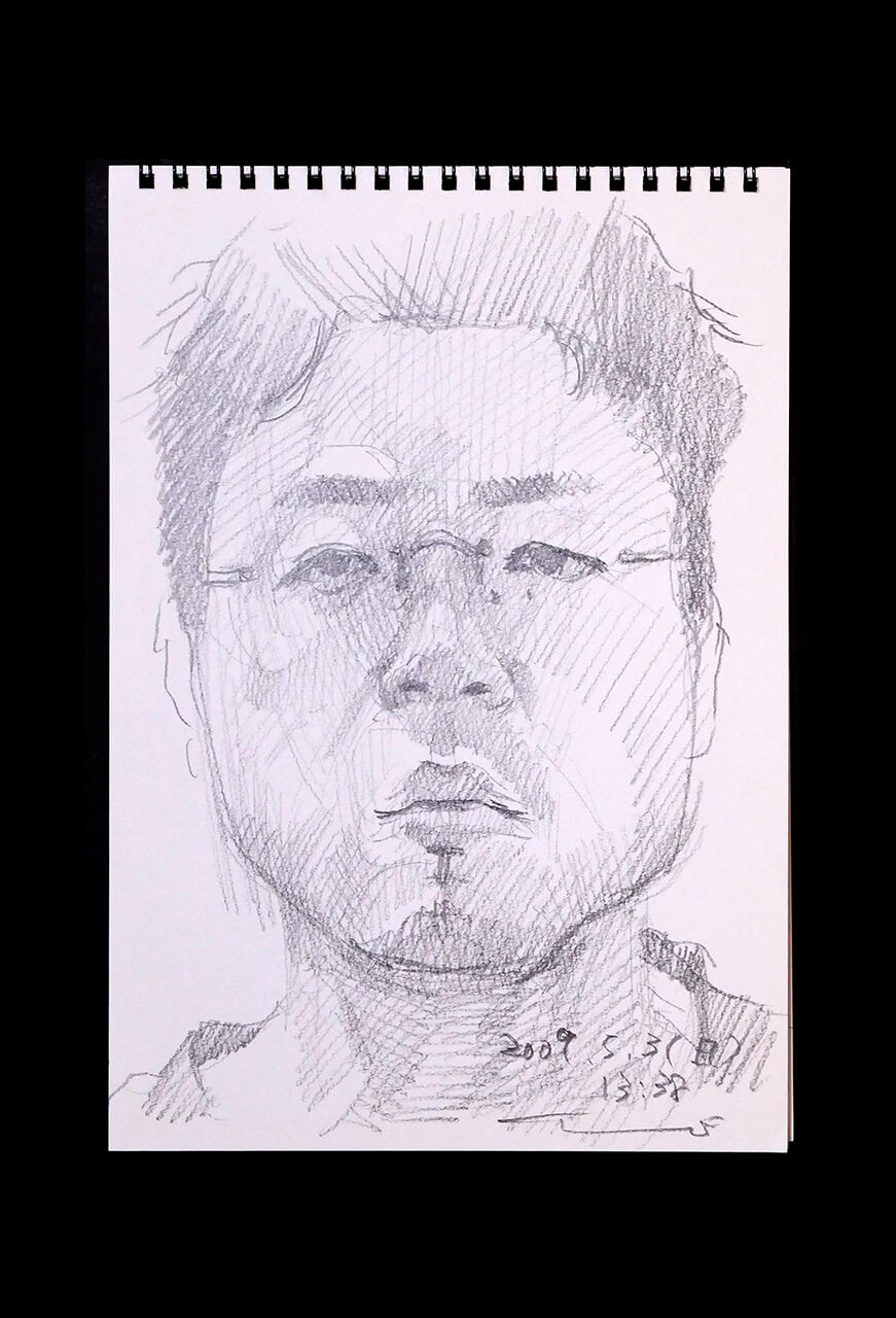 Contemporary artist SHINTAKU Tomoni's 2009/5/3 Self-portrait or pencil drawing