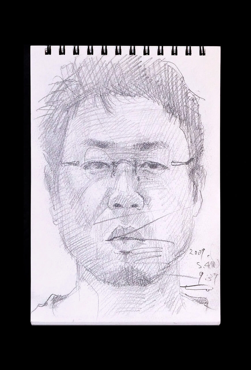 Contemporary artist SHINTAKU Tomoni's 2009/5/4 Self-portrait or pencil drawing