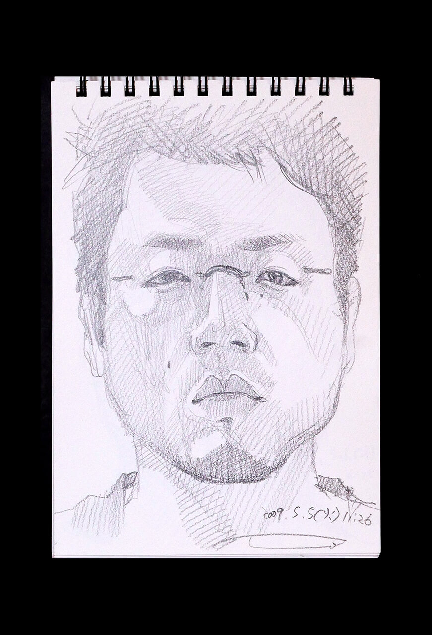 Contemporary artist SHINTAKU Tomoni's 2009/5/5 Self-portrait or pencil drawing
