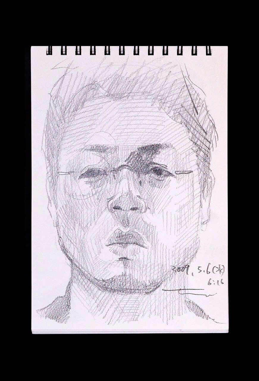 Contemporary artist SHINTAKU Tomoni's 2009/5/6 Self-portrait or pencil drawing