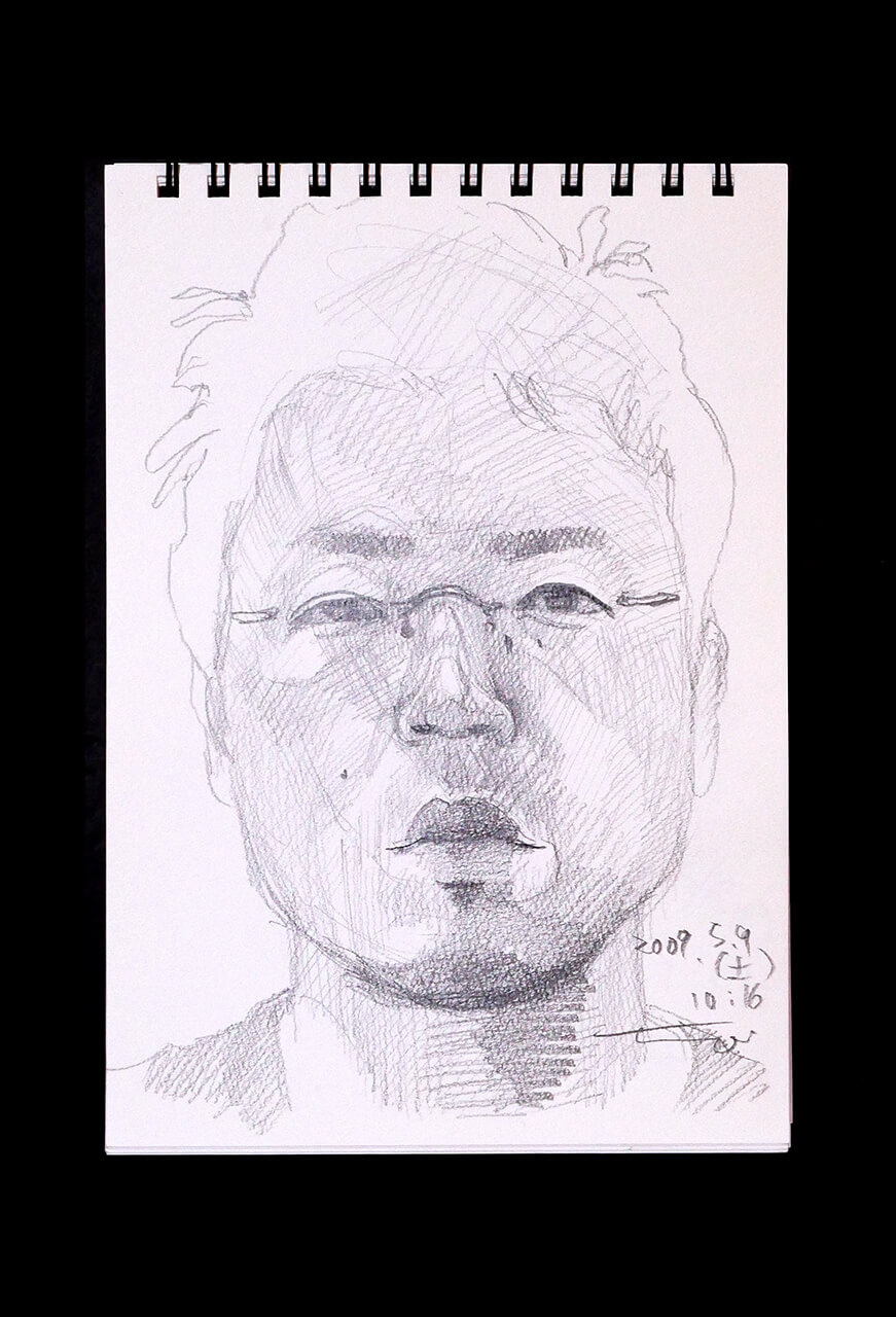 Contemporary artist SHINTAKU Tomoni's 2009/5/9 Self-portrait or pencil drawing