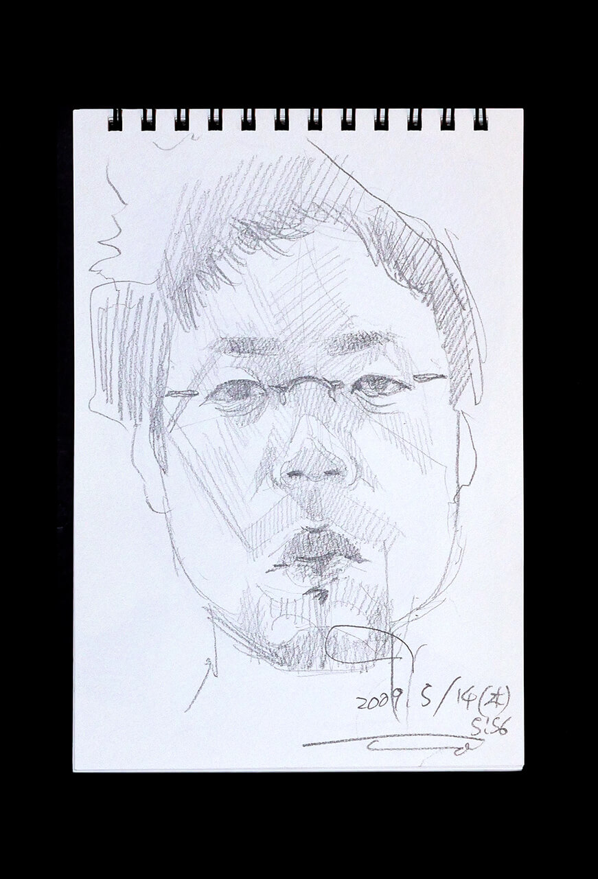 Contemporary artist SHINTAKU Tomoni's 2009/5/14 Self-portrait or pencil drawing