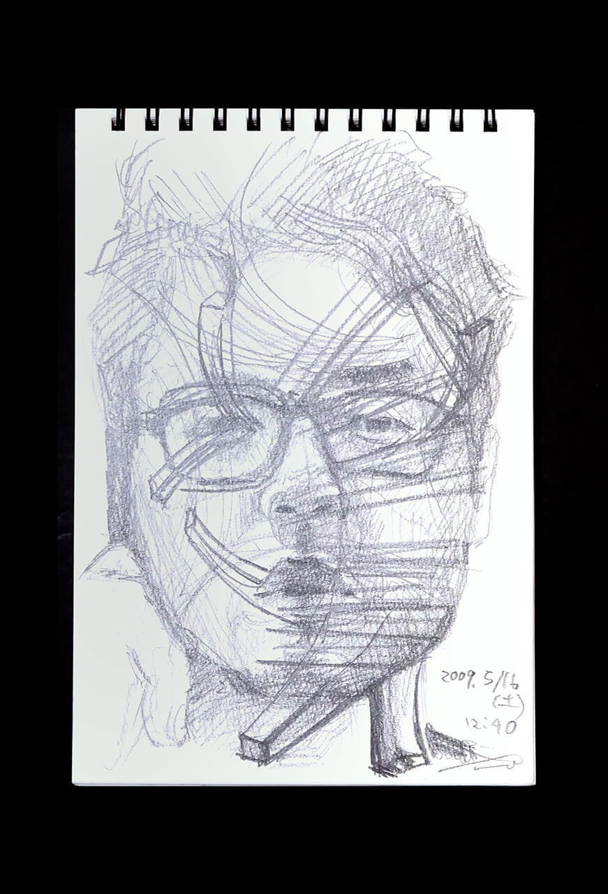 Contemporary artist SHINTAKU Tomoni's 2009/5/16 Self-portrait or pencil drawing