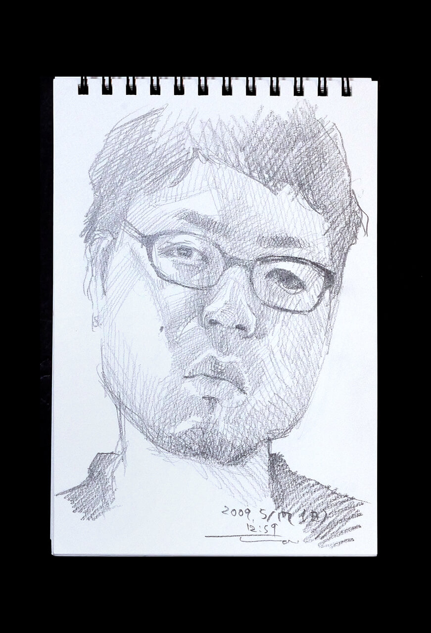 Contemporary artist SHINTAKU Tomoni's 2009/5/17 Self-portrait or pencil drawing