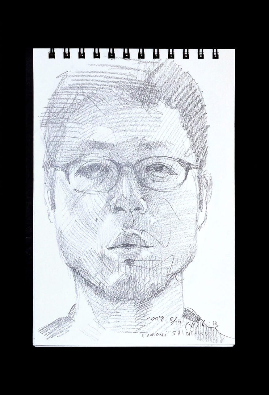 Contemporary artist SHINTAKU Tomoni's 2009/5/19 Self-portrait or pencil drawing