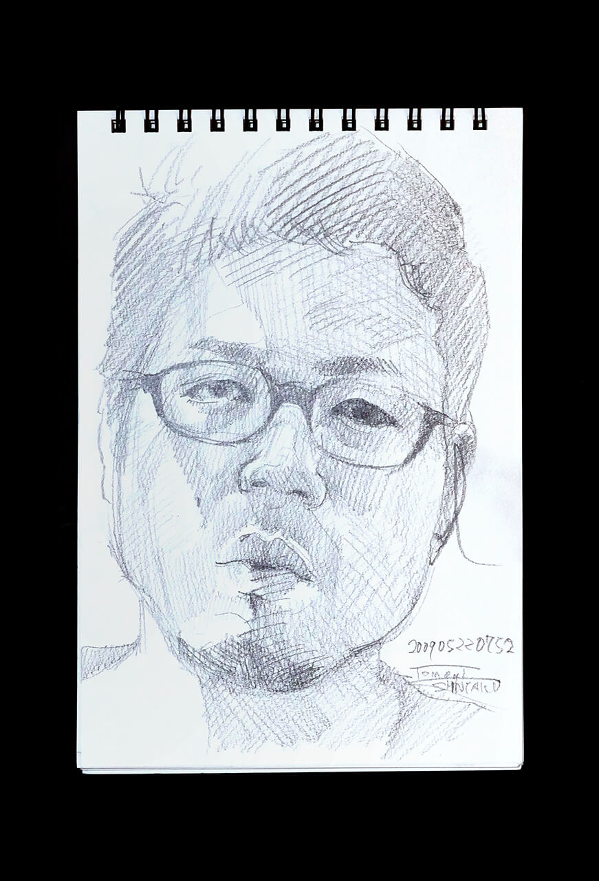 Contemporary artist SHINTAKU Tomoni's 2009/5/22 Self-portrait or pencil drawing