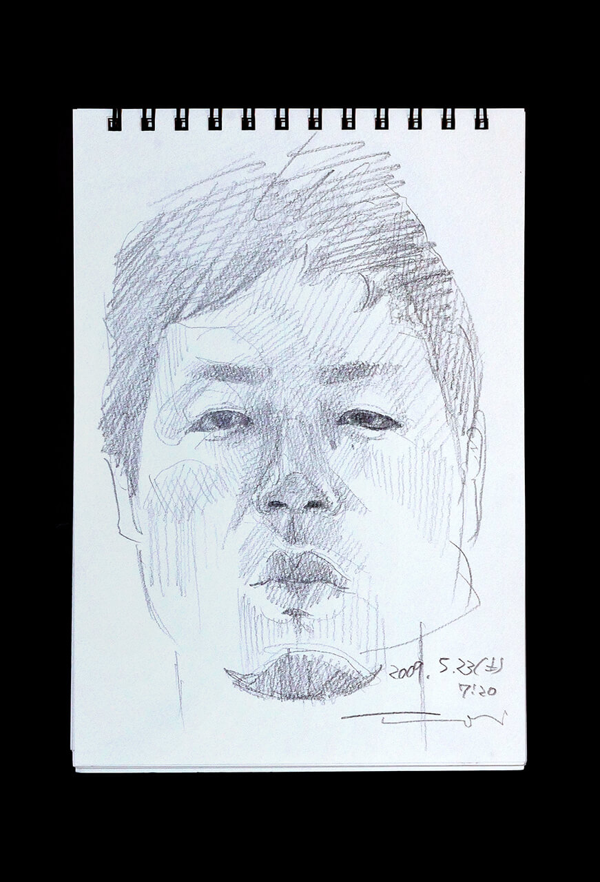 Contemporary artist SHINTAKU Tomoni's 2009/5/23 Self-portrait or pencil drawing