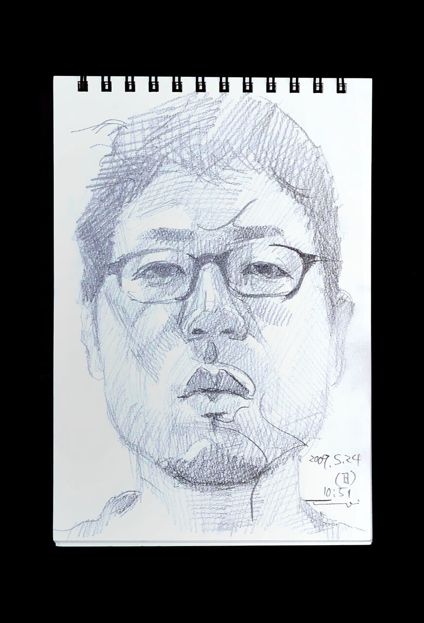 Contemporary artist SHINTAKU Tomoni's 2009/5/24 Self-portrait or pencil drawing