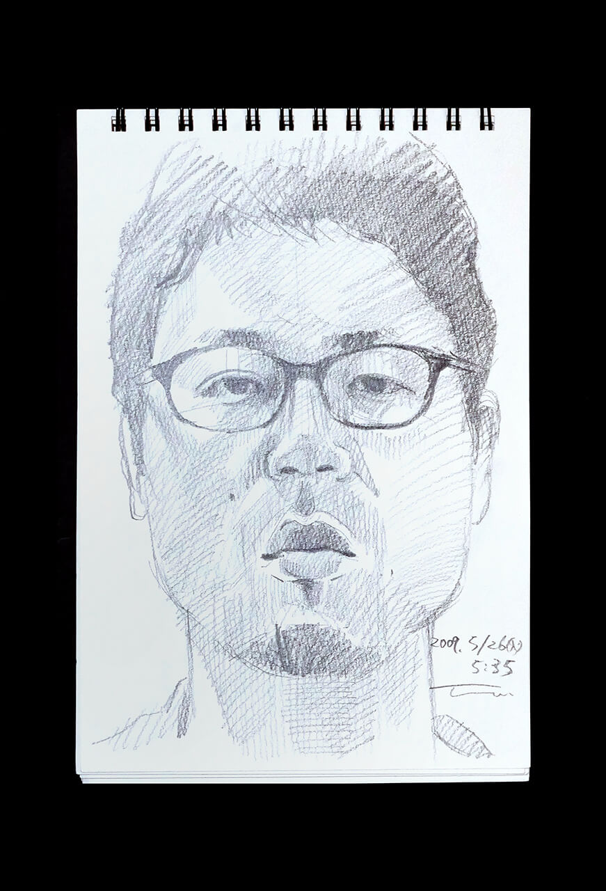 Contemporary artist SHINTAKU Tomoni's 2009/5/26 Self-portrait or pencil drawing