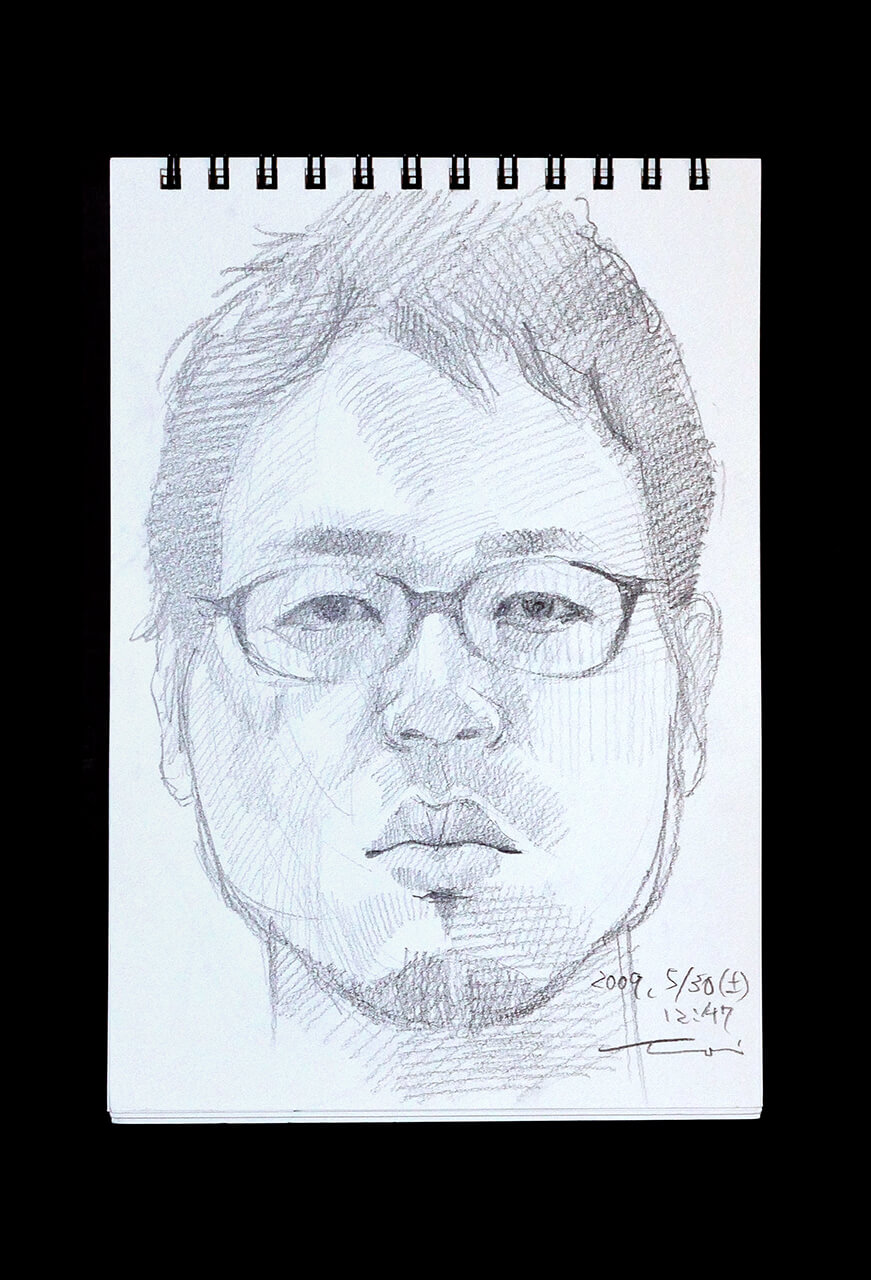 Contemporary artist SHINTAKU Tomoni's 2009/5/30 Self-portrait or pencil drawing
