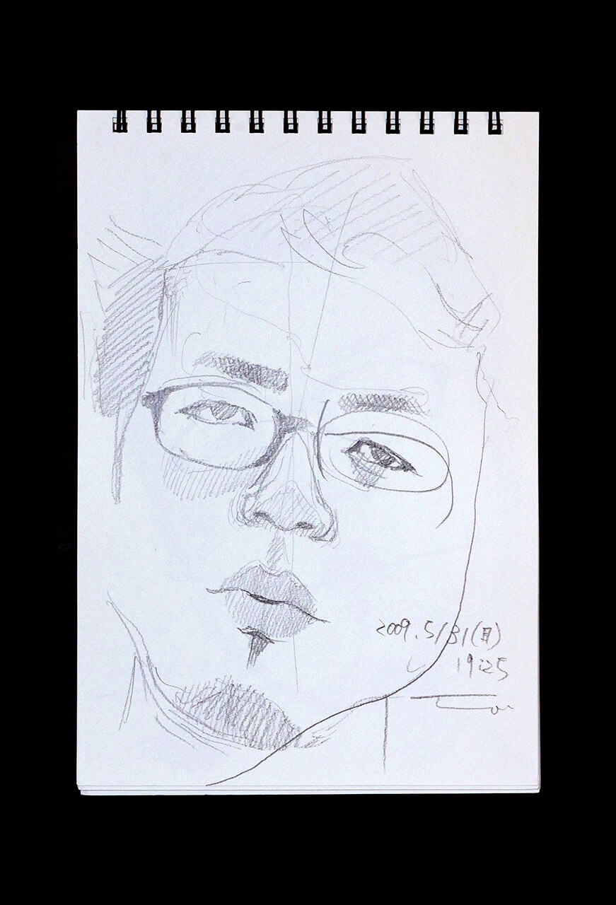 Contemporary artist SHINTAKU Tomoni's 2009/5/31 Self-portrait or pencil drawing