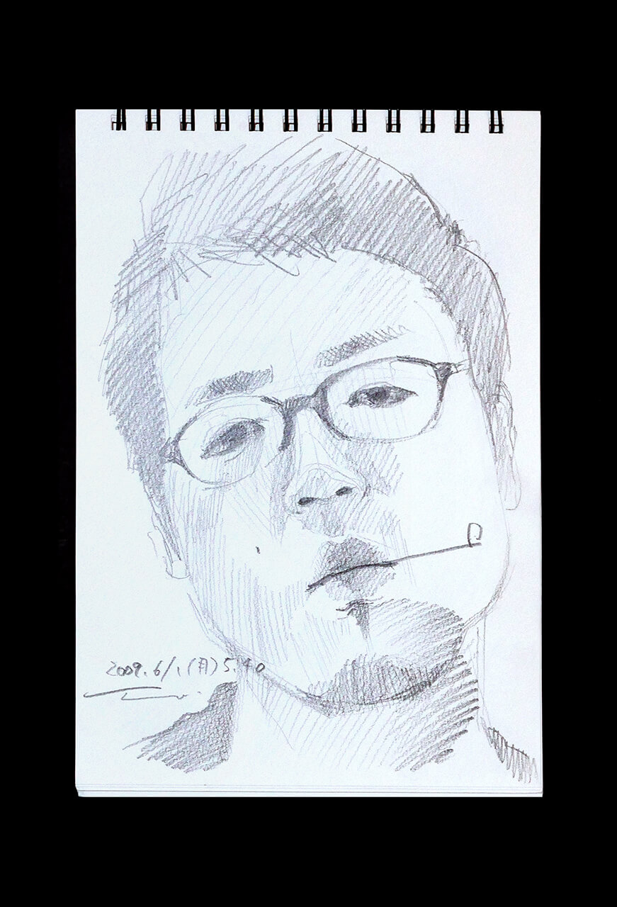 Contemporary artist SHINTAKU Tomoni's 2009/6/1 Self-portrait or pencil drawing