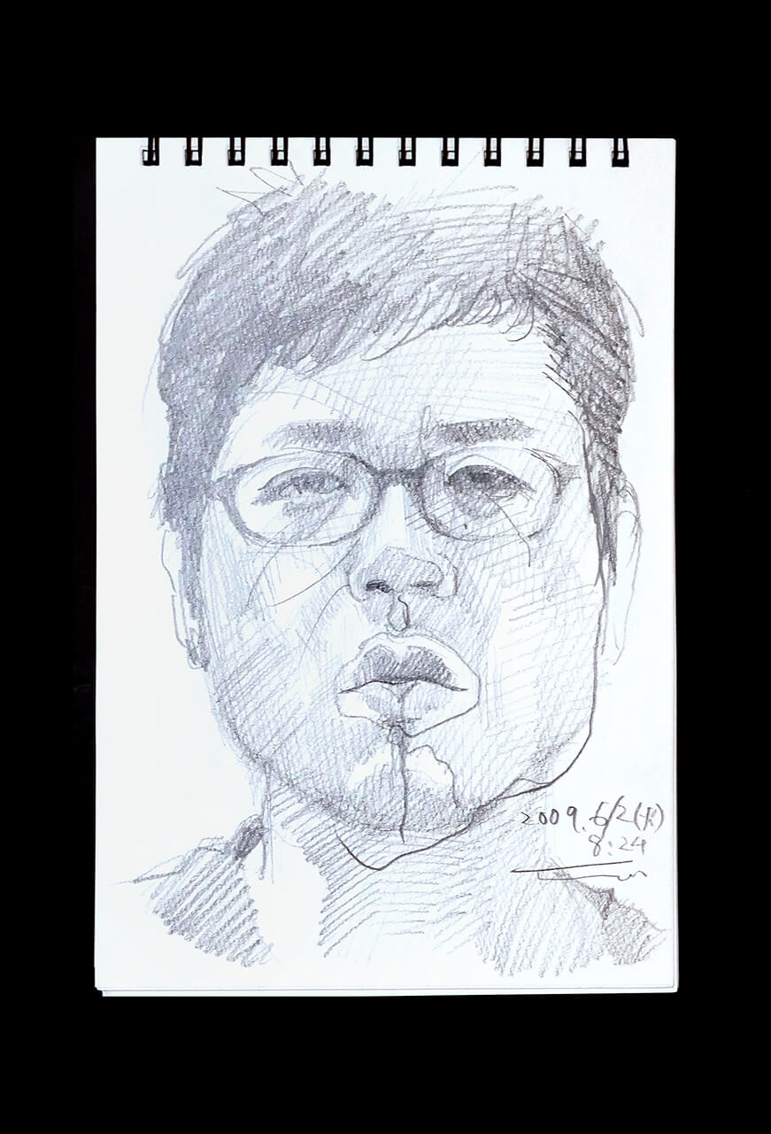 Contemporary artist SHINTAKU Tomoni's 2009/6/2 Self-portrait or pencil drawing