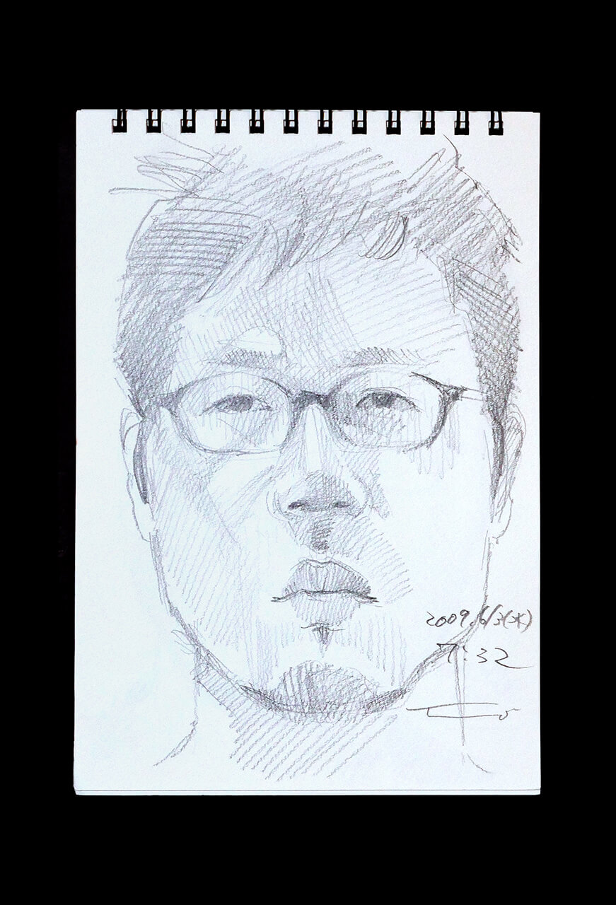 Contemporary artist SHINTAKU Tomoni's 2009/6/3 Self-portrait or pencil drawing
