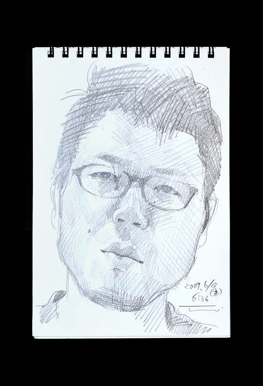 Contemporary artist SHINTAKU Tomoni's 2009/6/4 Self-portrait or pencil drawing