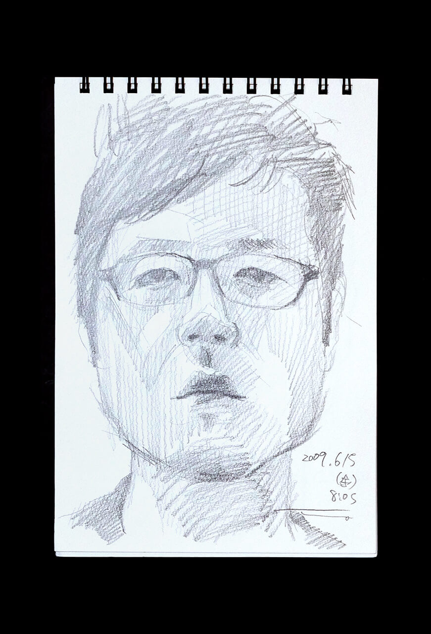 Contemporary artist SHINTAKU Tomoni's 2009/6/5 Self-portrait or pencil drawing