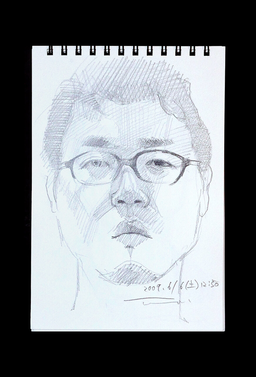 Contemporary artist SHINTAKU Tomoni's 2009/6/6 Self-portrait or pencil drawing