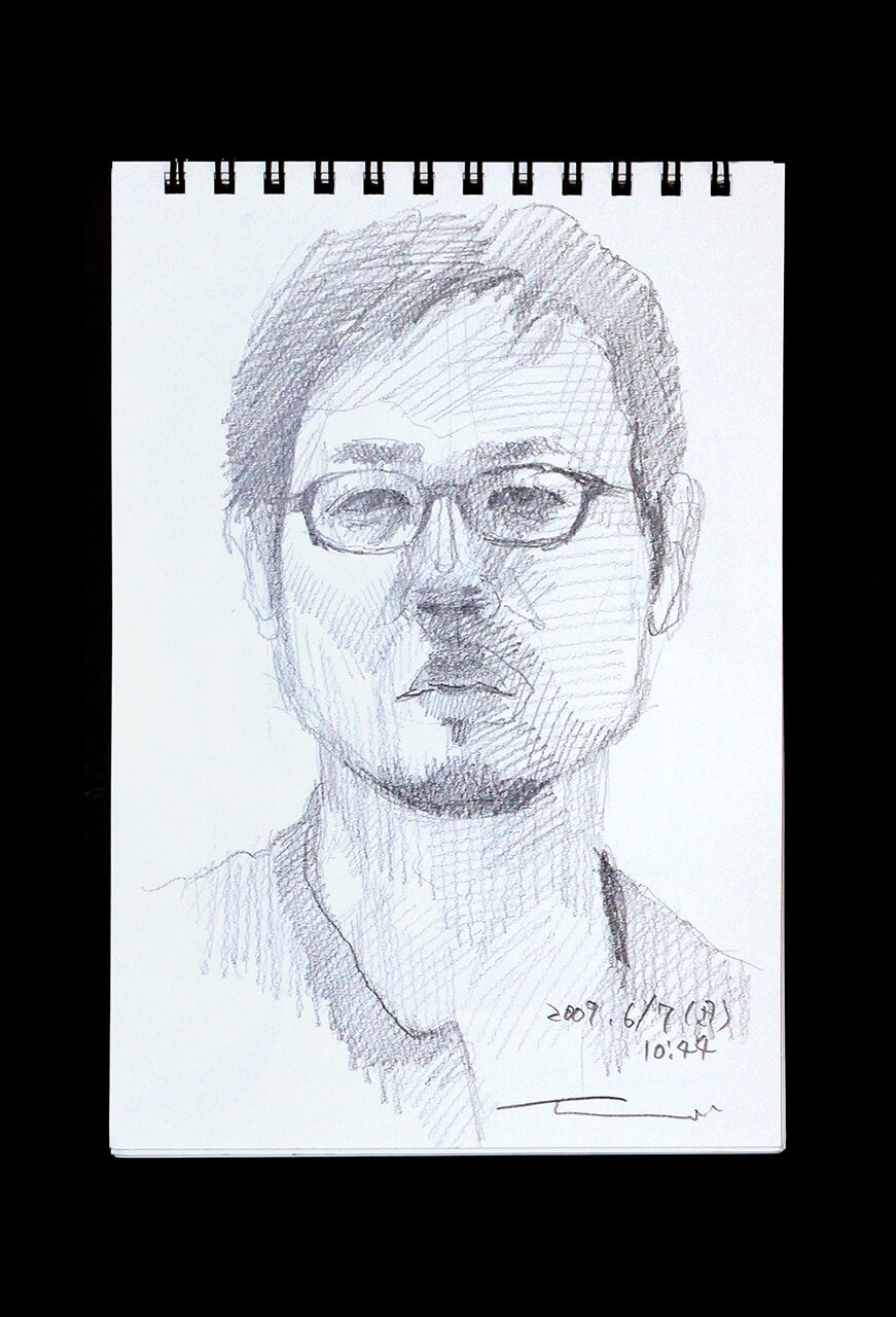 Contemporary artist SHINTAKU Tomoni's 2009/6/7 Self-portrait or pencil drawing