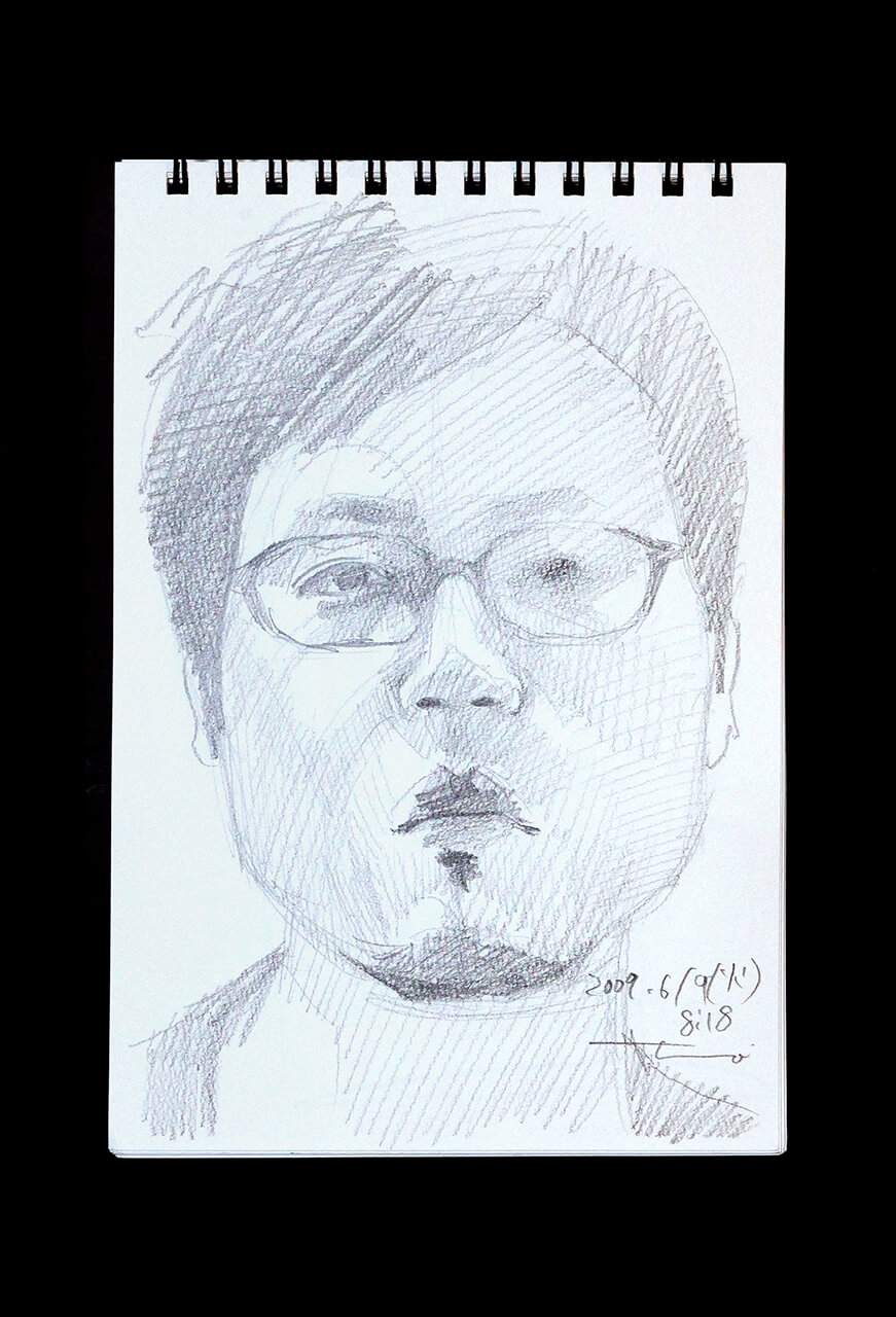Contemporary artist SHINTAKU Tomoni's 2009/6/9 Self-portrait or pencil drawing