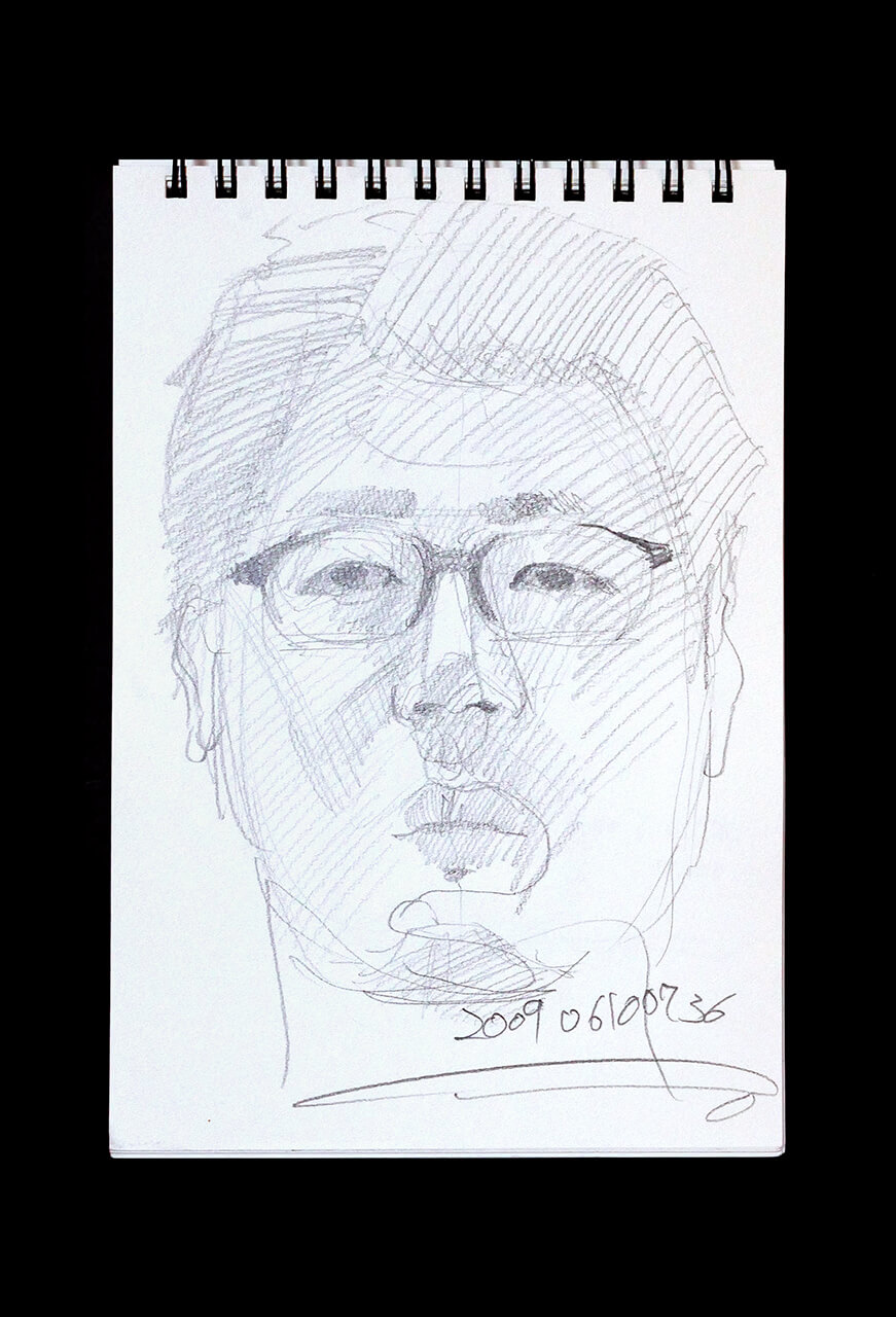 Contemporary artist SHINTAKU Tomoni's 2009/6/10 Self-portrait or pencil drawing