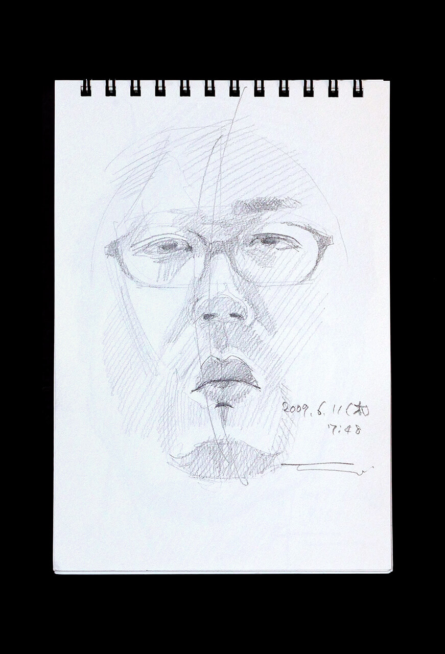 Contemporary artist SHINTAKU Tomoni's 2009/6/11 Self-portrait or pencil drawing