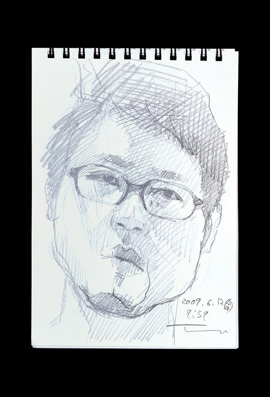 Contemporary artist SHINTAKU Tomoni's 2009/6/12 Self-portrait or pencil drawing