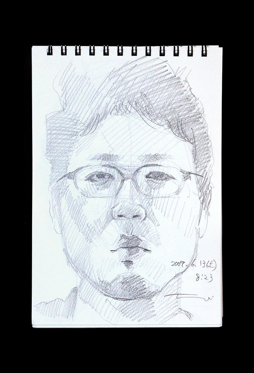 Contemporary artist SHINTAKU Tomoni's 2009/6/13 Self-portrait or pencil drawing