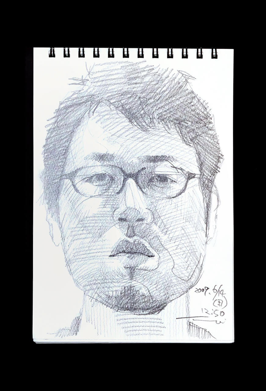 Contemporary artist SHINTAKU Tomoni's 2009/6/14 Self-portrait or pencil drawing