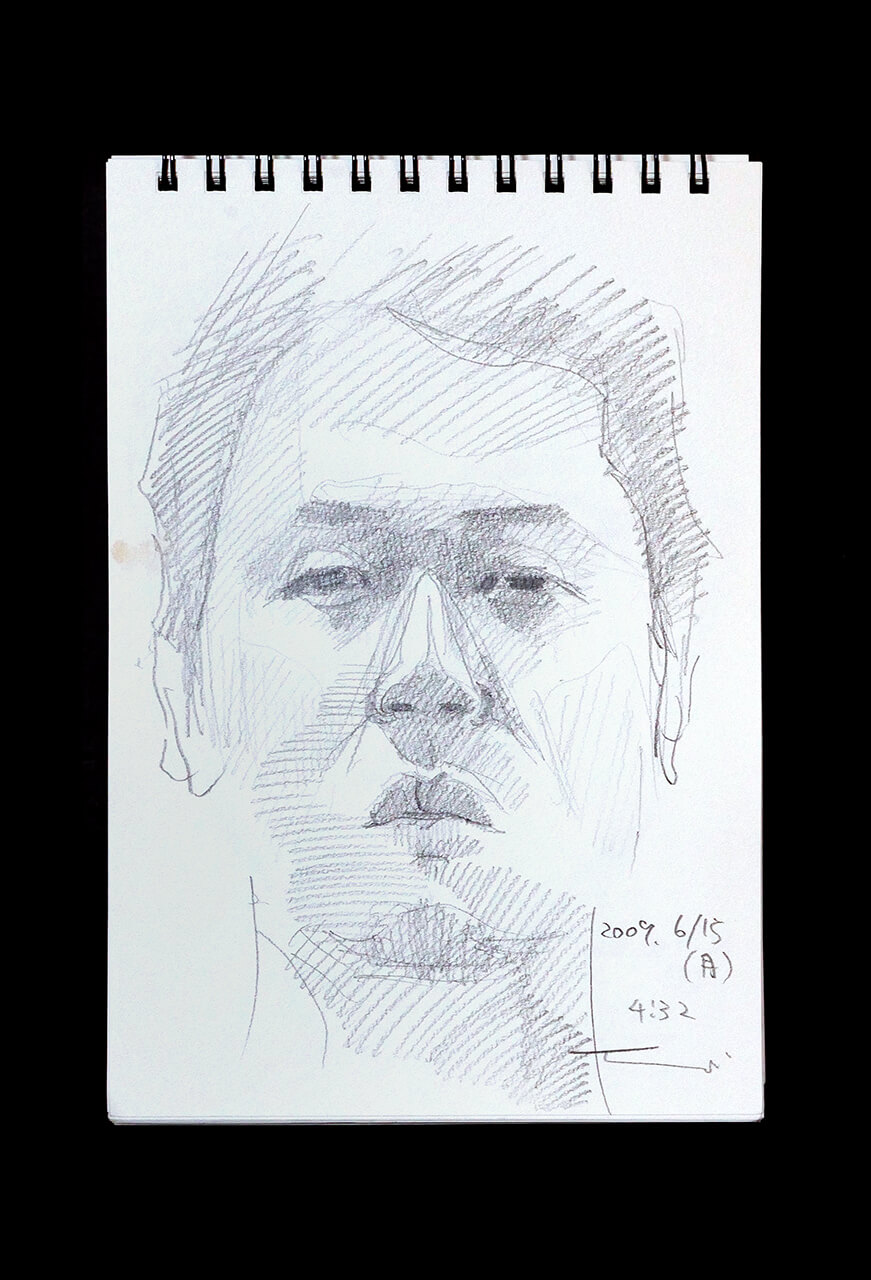 Contemporary artist SHINTAKU Tomoni's 2009/6/15 Self-portrait or pencil drawing