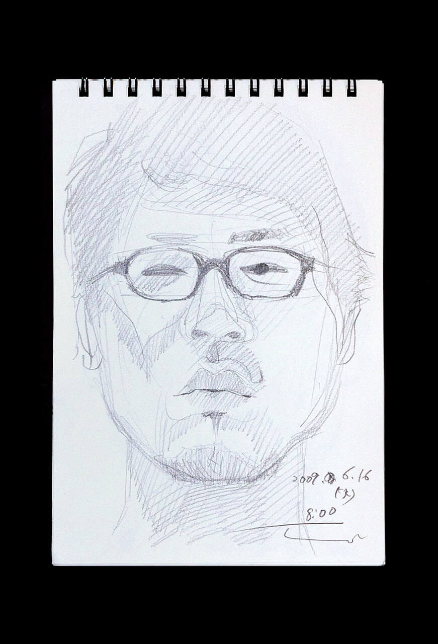 Contemporary artist SHINTAKU Tomoni's 2009/6/16 Self-portrait or pencil drawing
