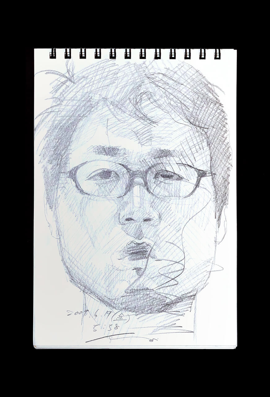 Contemporary artist SHINTAKU Tomoni's 2009/6/19 Self-portrait or pencil drawing