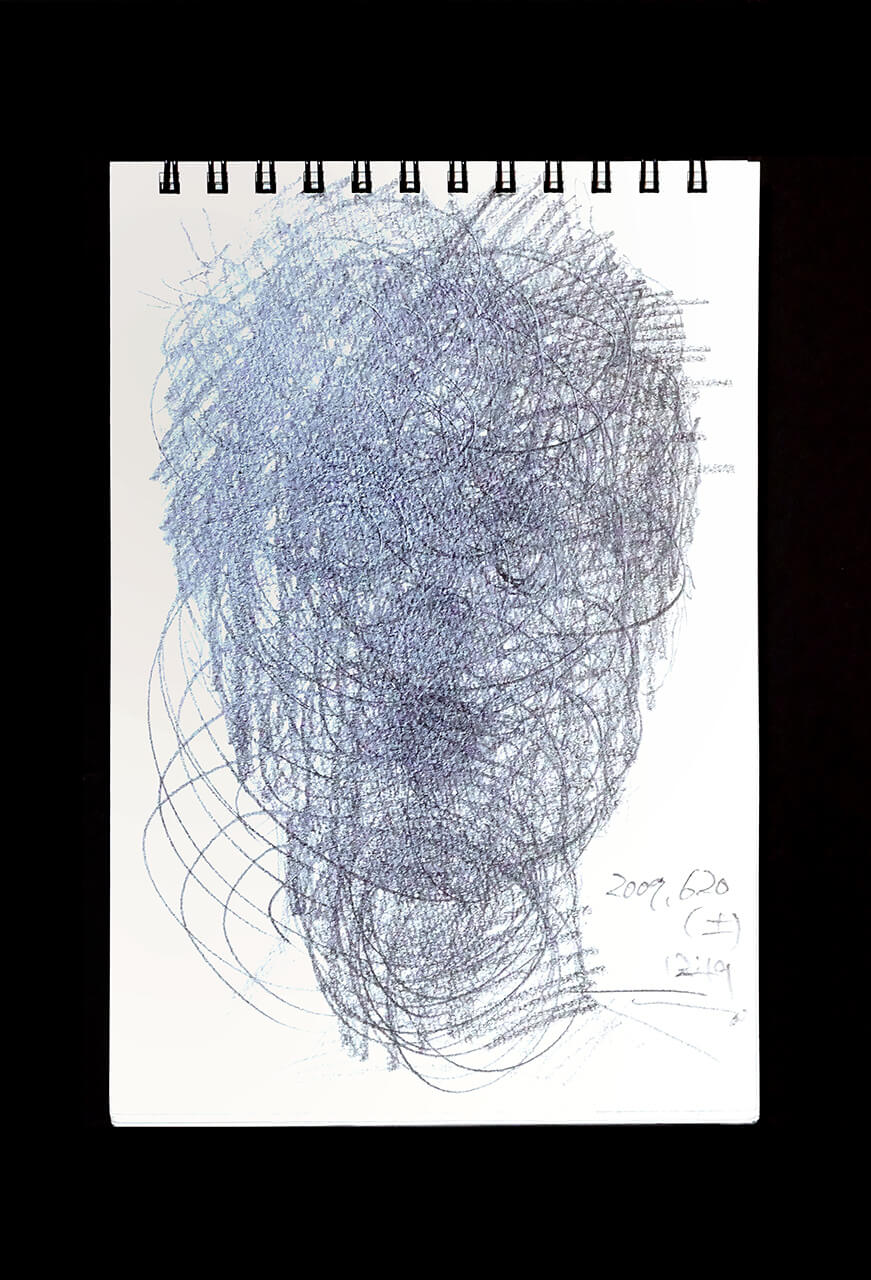 Contemporary artist SHINTAKU Tomoni's 2009/6/20 Self-portrait or pencil drawing