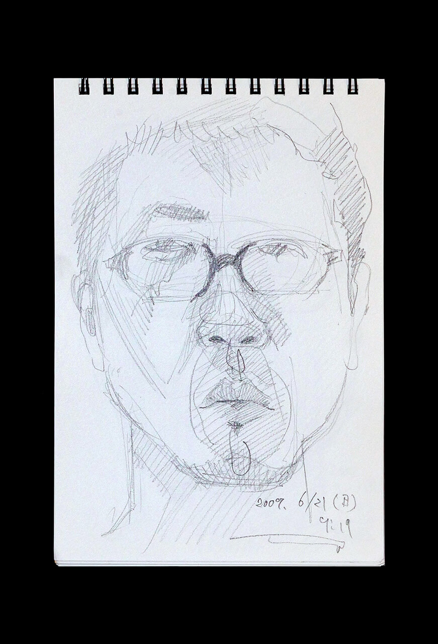 Contemporary artist SHINTAKU Tomoni's 2009/6/21 Self-portrait or pencil drawing