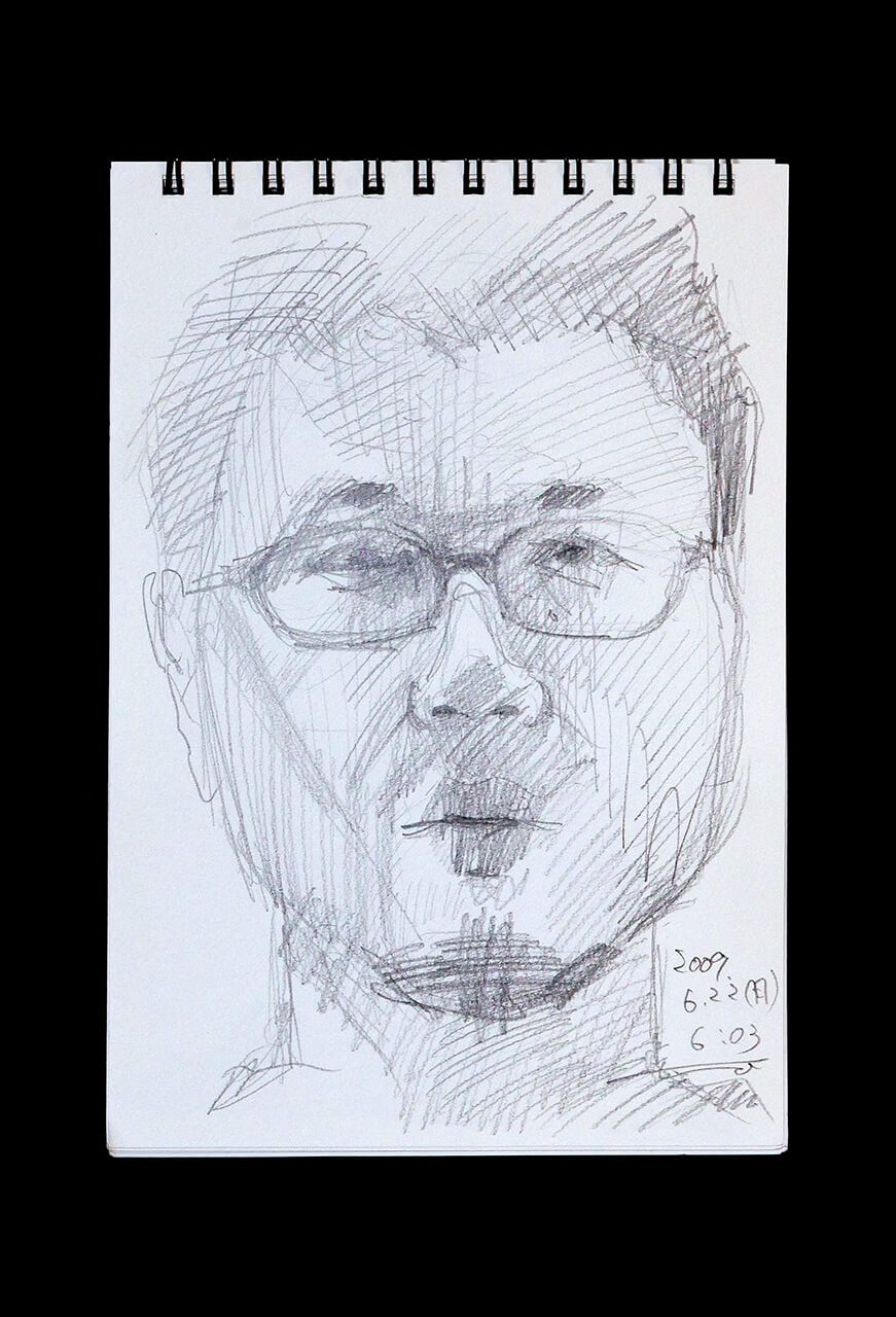 Contemporary artist SHINTAKU Tomoni's 2009/6/22 Self-portrait or pencil drawing