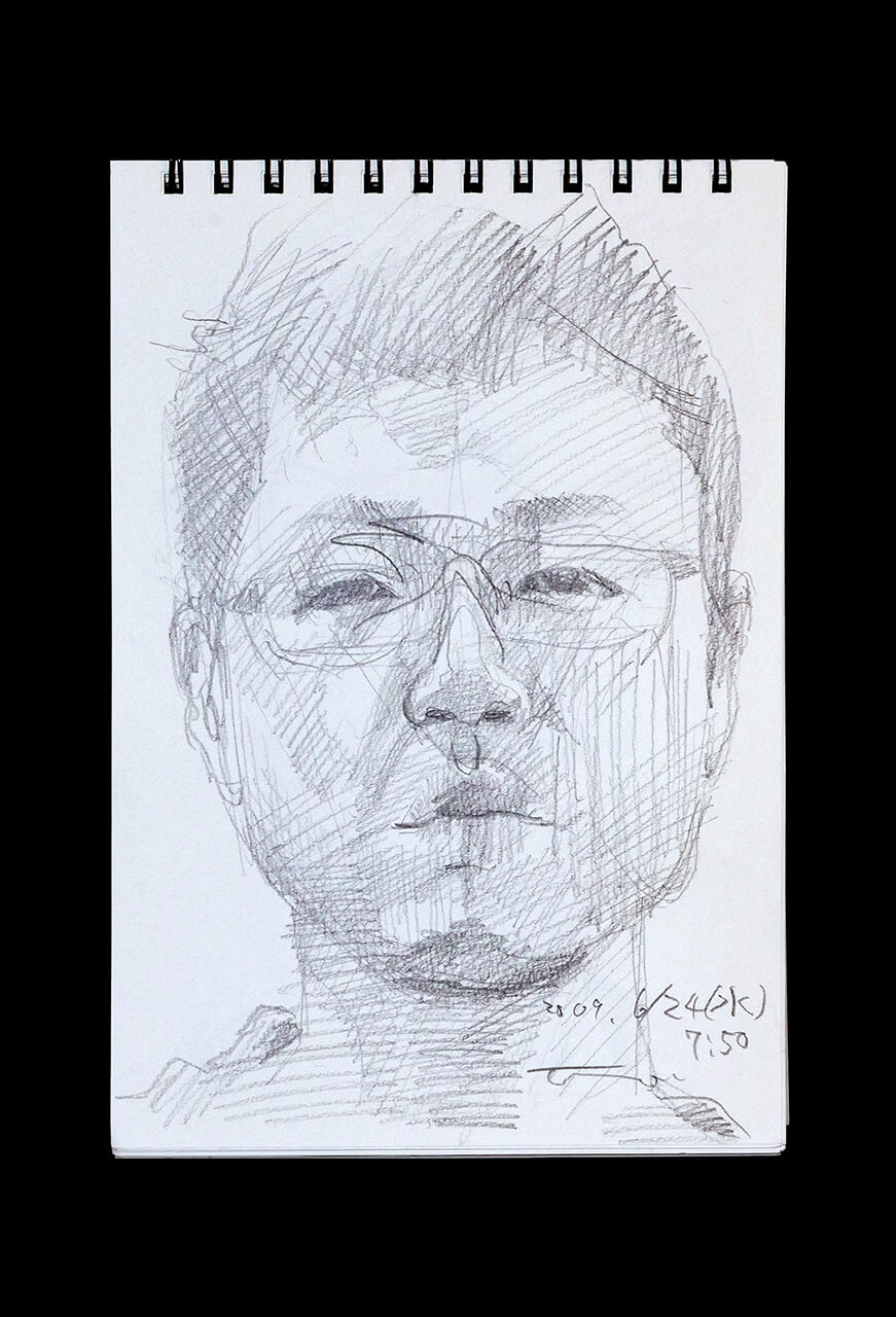 Contemporary artist SHINTAKU Tomoni's 2009/6/24 Self-portrait or pencil drawing