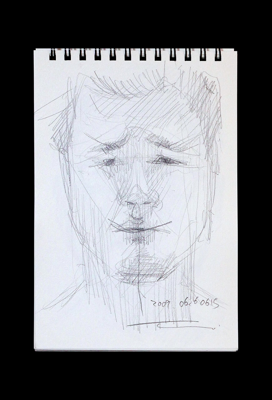 Contemporary artist SHINTAKU Tomoni's 2009/6/26 Self-portrait or pencil drawing