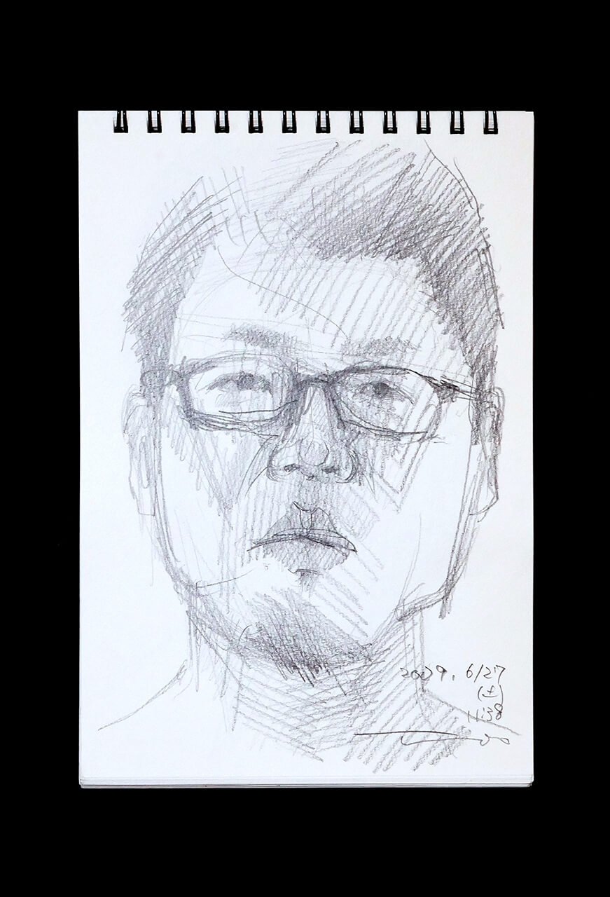 Contemporary artist SHINTAKU Tomoni's 2009/6/27 Self-portrait or pencil drawing