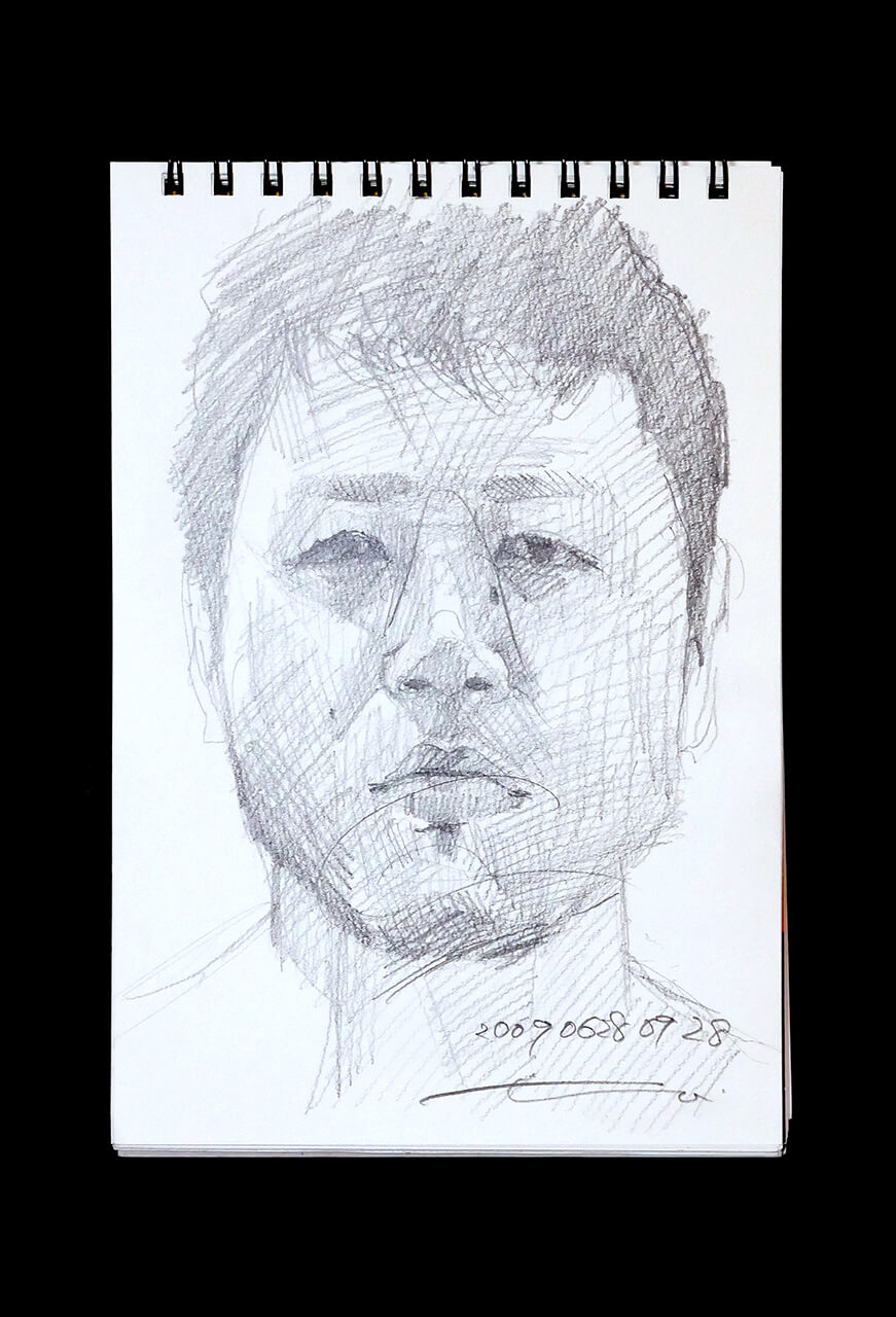 Contemporary artist SHINTAKU Tomoni's 2009/6/28 Self-portrait or pencil drawing