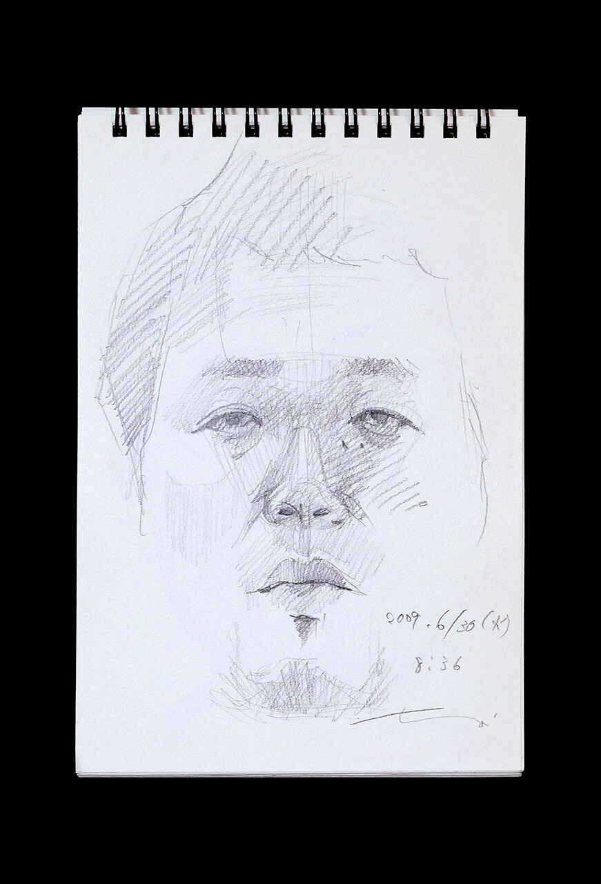 Contemporary artist SHINTAKU Tomoni's 2009/6/30 Self-portrait or pencil drawing
